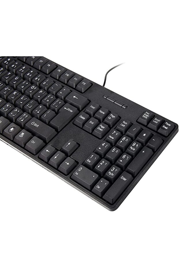 Wired Arabic-English Full-Size Computer Keyboard, 104 Keys, Foldable Stand, USB Plug-and-Play - 3