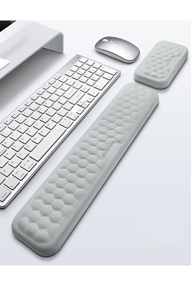 مسند معصم للوحة المفاتيح والفأرة - وسادة ذراع من إسفنج الذاكرة الناعم (رمادي) - 1