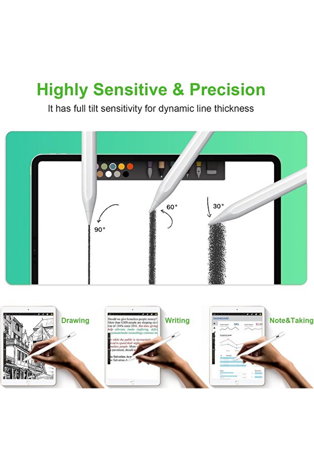 Magnetic Active Stylus for iPad (2018-2023) with Palm Rejection and Tilt Sensitivity — White - 4