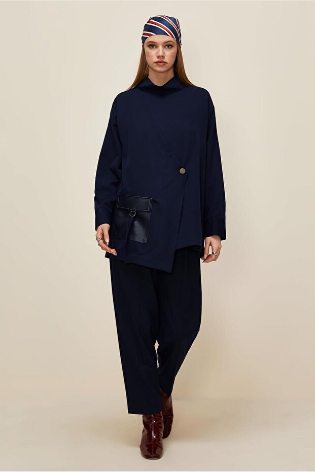 SUNİ DERİ CEP DETAYLI TUNİK 46043 - 2