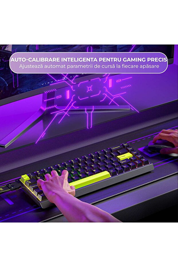 Gaming Keyboard, 68 Keys, Hall-Effect Switches, 8KHz Polling, RGB, PBT Keycaps, Black - 8