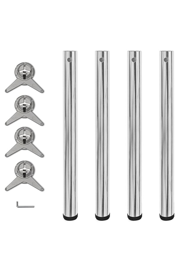 4 Height Adjustable Table Legs Chrome 710 mm - 1