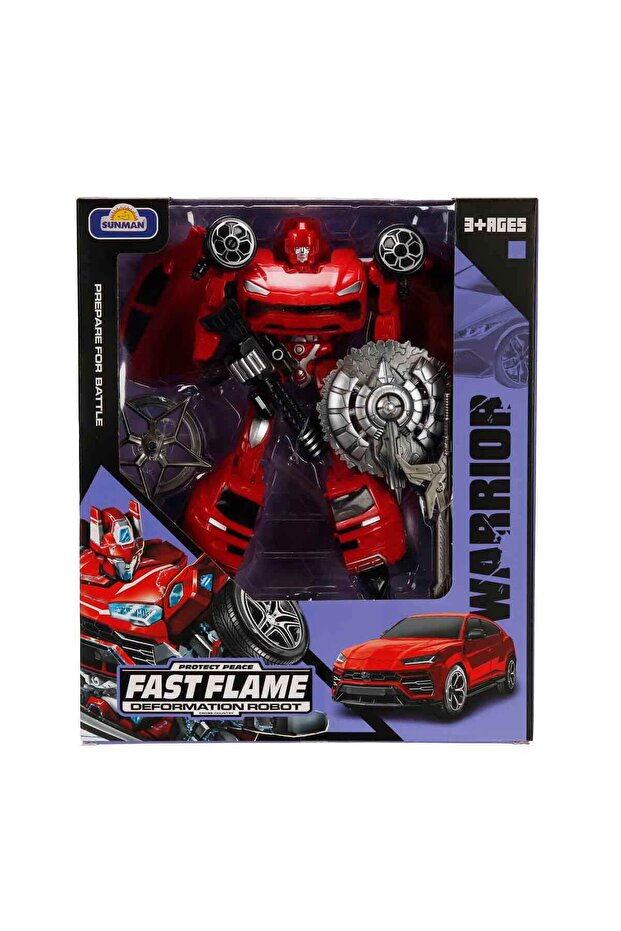2in1 Warrior Arabaya Dönüşebilen Robot - Fast Flame - Kırmızı - 8
