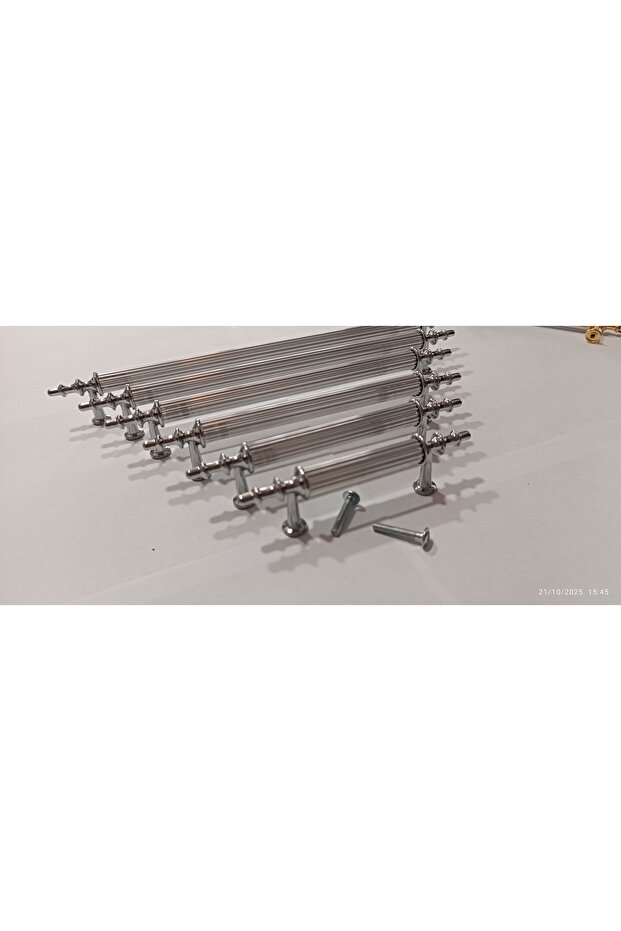 Emi̇r 1 Ad. Chrome 192 mm Metal Screw Handle Cabinet, Dresser, Unit, Bedside Table, Kitchen Cabinet, Cloakroom