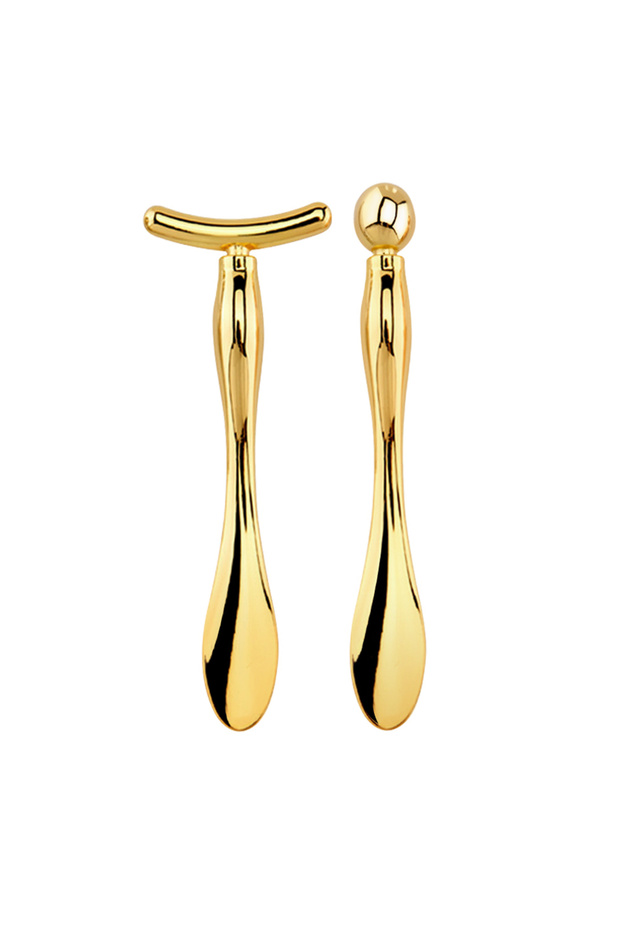 2pcs gold Face Eye Roller Massage Neck Stick Spatula Massager Anti Eye Pouch Dark Circles Cream Spoo