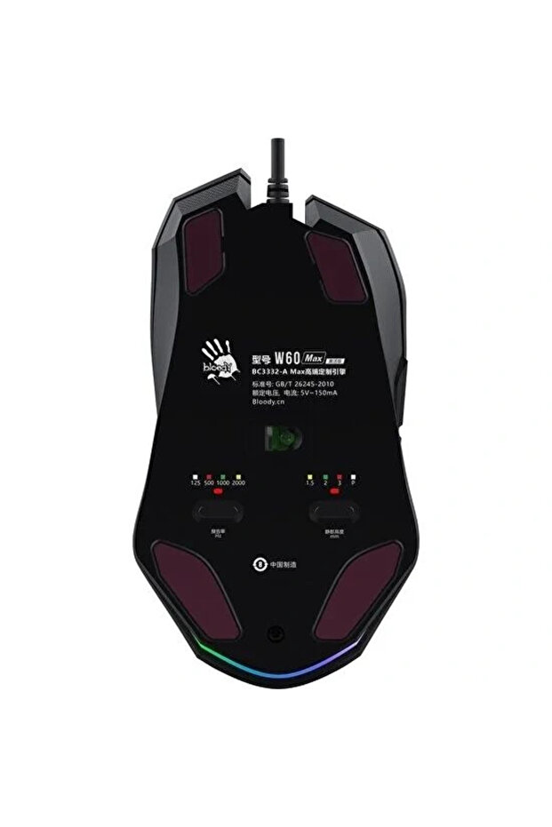 A4 Tech W60 Max Usb Siyah Rgb 10kcpı Mouse - 6
