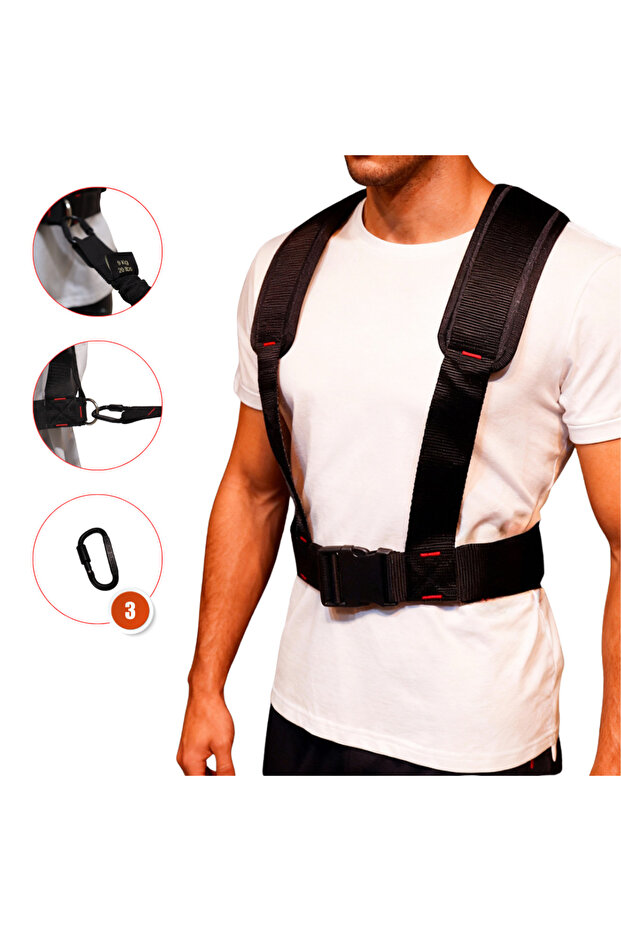 Resistance Weight Training Belt Set - 3 Carabiners, Hose Rubber and Shoulder Protector