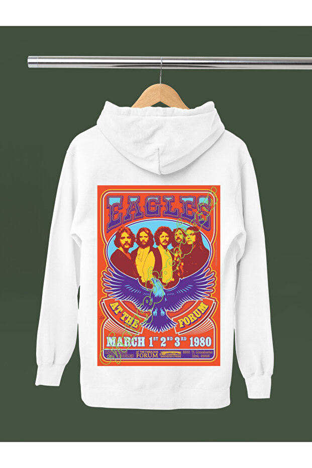 Eagles Printed Cotton Long Sleeve Fleece-Lined 3 Thread Hooded Rock Sweatshirt