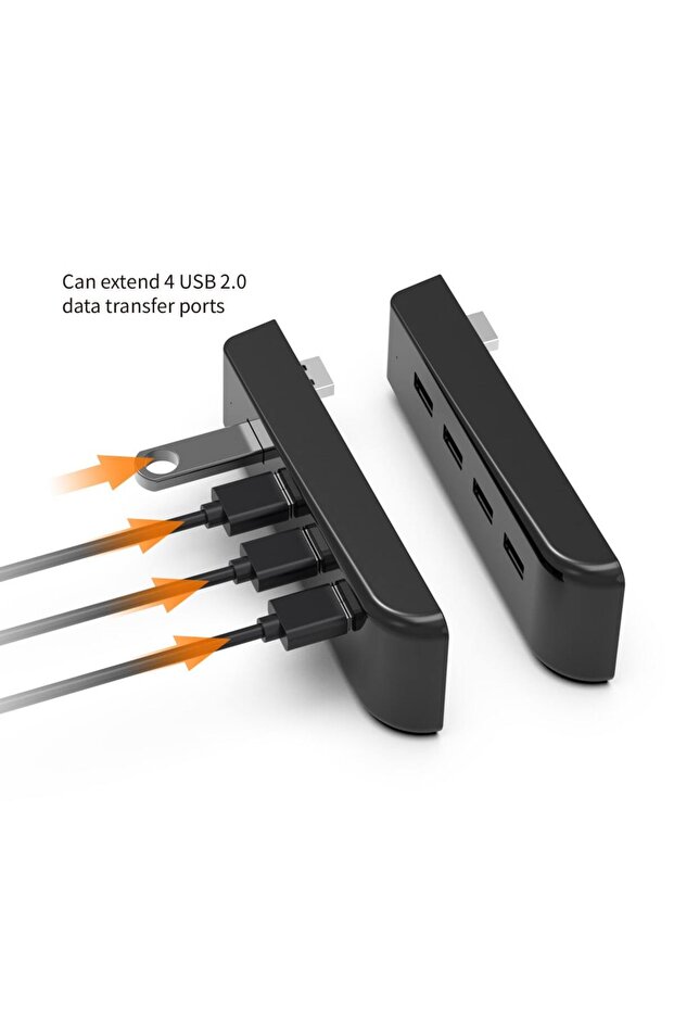 High Speed 4-Port USB Hub for Playstation 5 and PC with LED Indicator, Black - 2