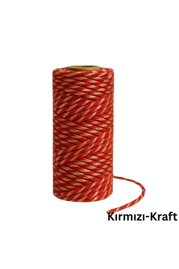 Gift Wrapping, Packing Twine, Martenitsa, DIY Twine, 200 Meters (Twine Baker), Red-Kraft