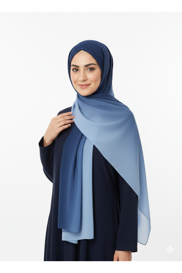 Gradient Pattern Navy Blue Color Shawl - 2