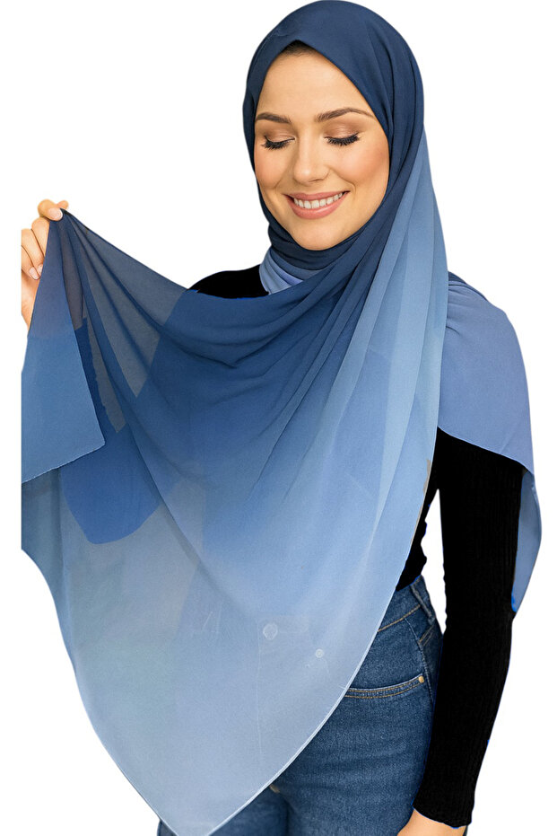 Gradient Pattern Navy Blue Color Shawl - 5