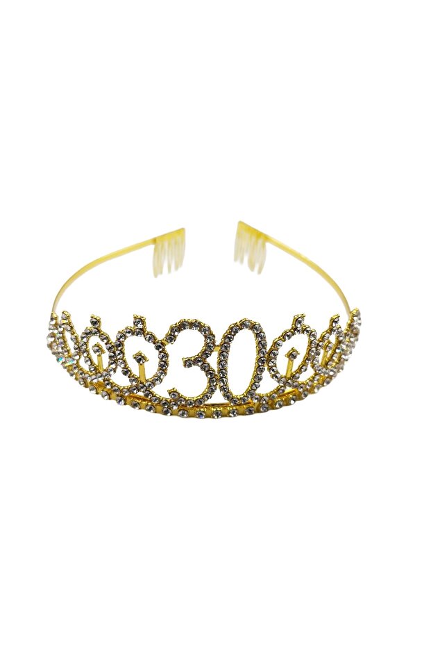 Metal Stone Luxury 30 Years Crown Gold