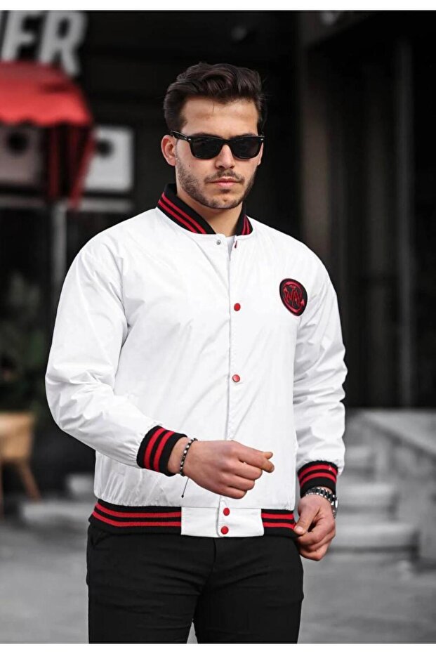 Men's Printed Hooded College Raincoat