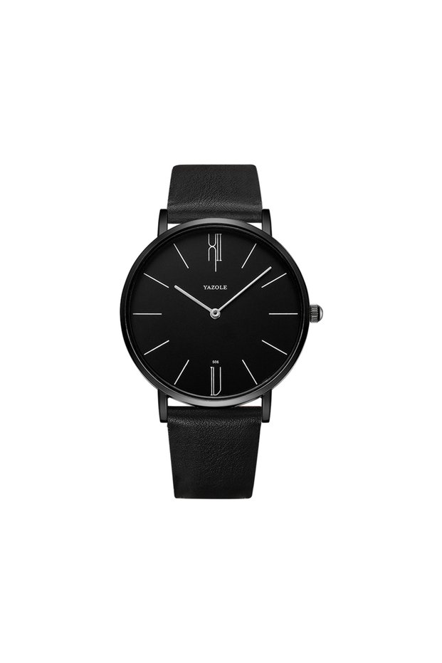 black black Outdoor Men Watch Genuine Leather Sports Analog Quartz Wristwatch Decoration Business M