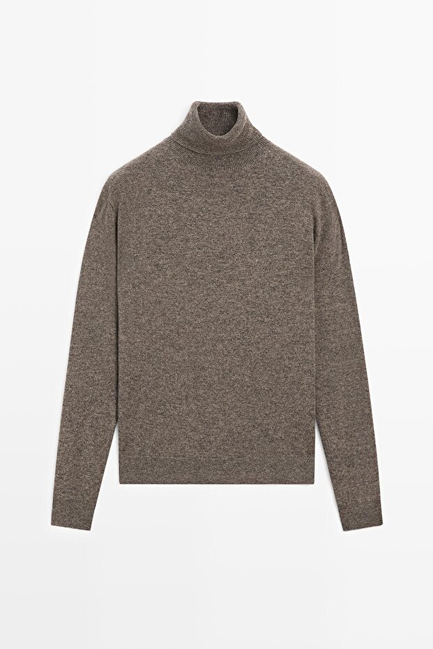 Yün karışımlı dik yaka kazak - 5