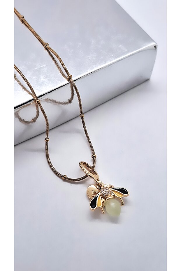 Ateş Böceği Figürlü Çelik Kolye - 6