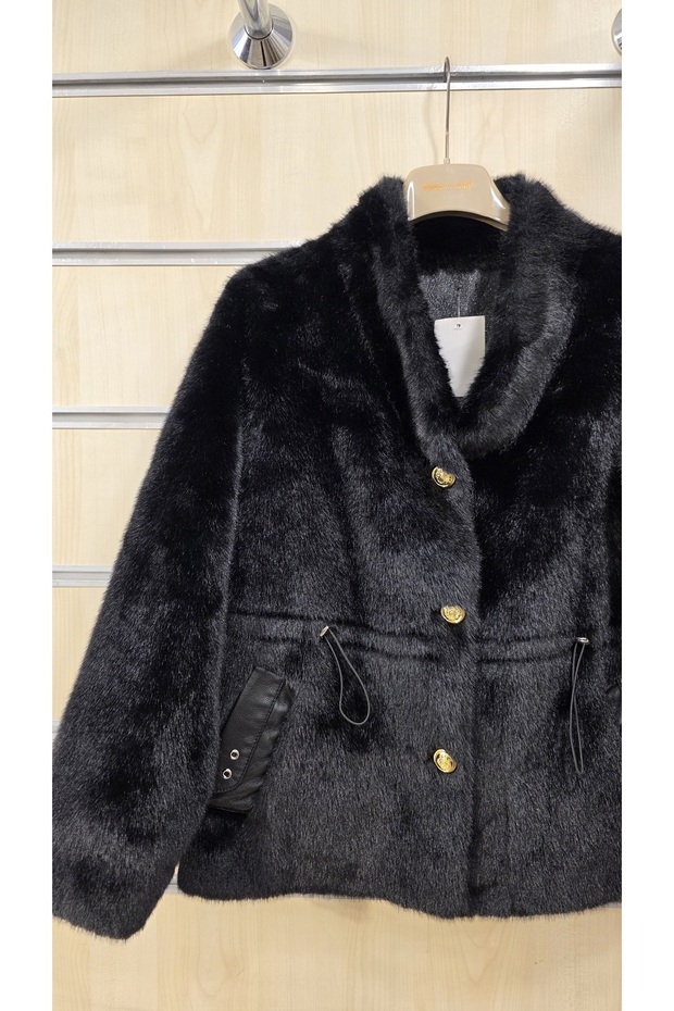 Kürk Mont Sarı Düğmeli - 3