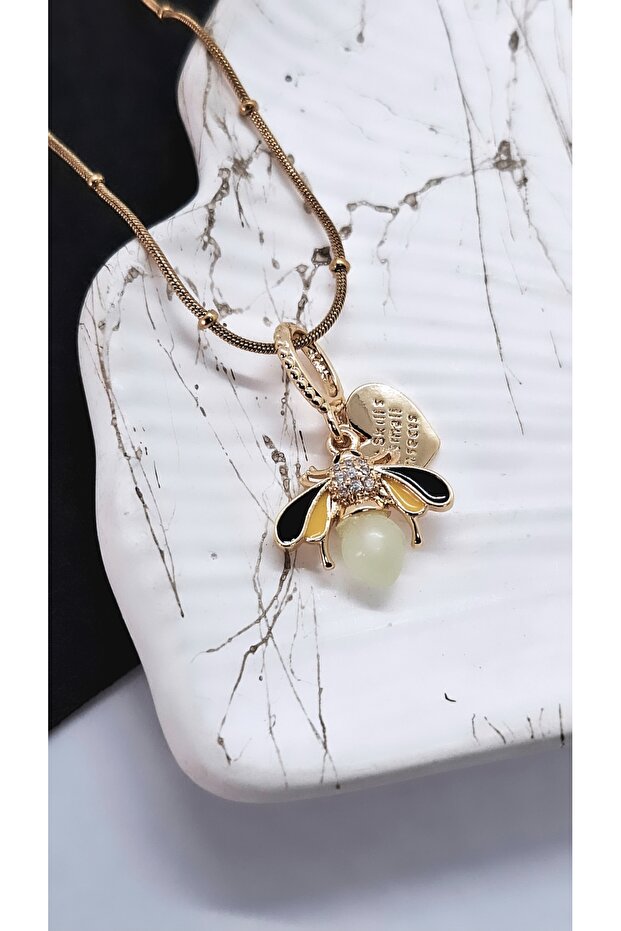 Ateş Böceği Figürlü Çelik Kolye - 4