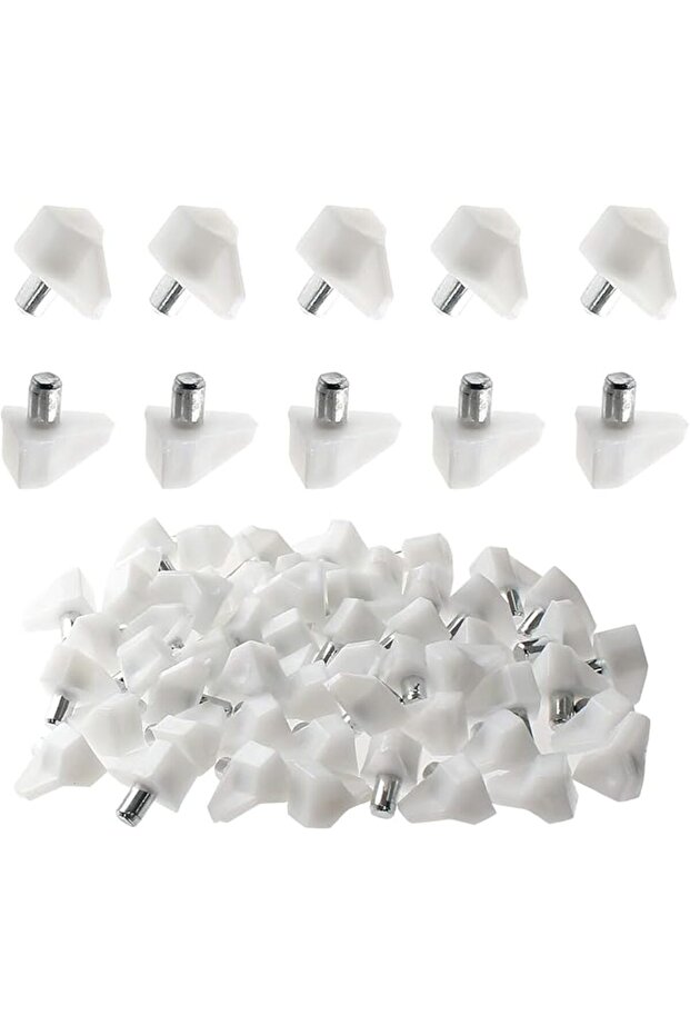 Shelf Support Pegs, 20 Pcs, 5mm Cabinet Shelf Pegs with Steel Pin (White)