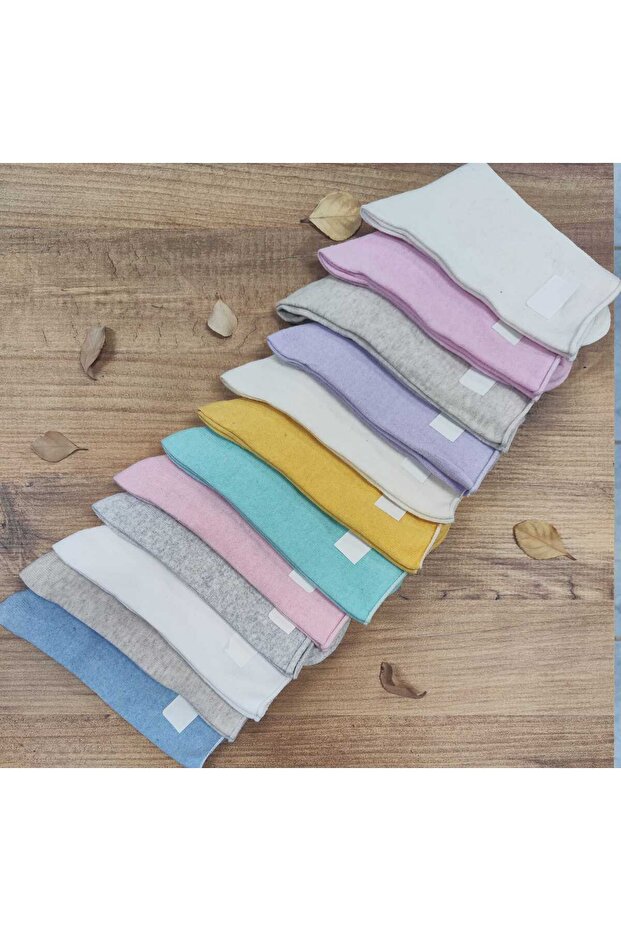 12 Pairs Women's Non-Elastic Socks Seamless Comfortable Elastic Plain Cotton