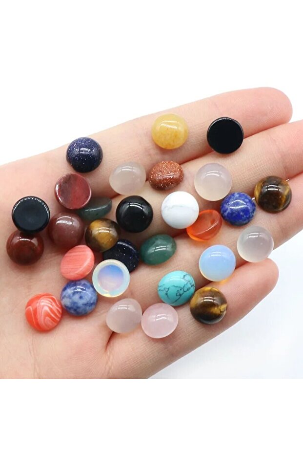 color mixing 10mm-10pcs 10pcs/Pack 10mm Round Ring Cabochon Bead Natural Stone Crystal Agate Quartz