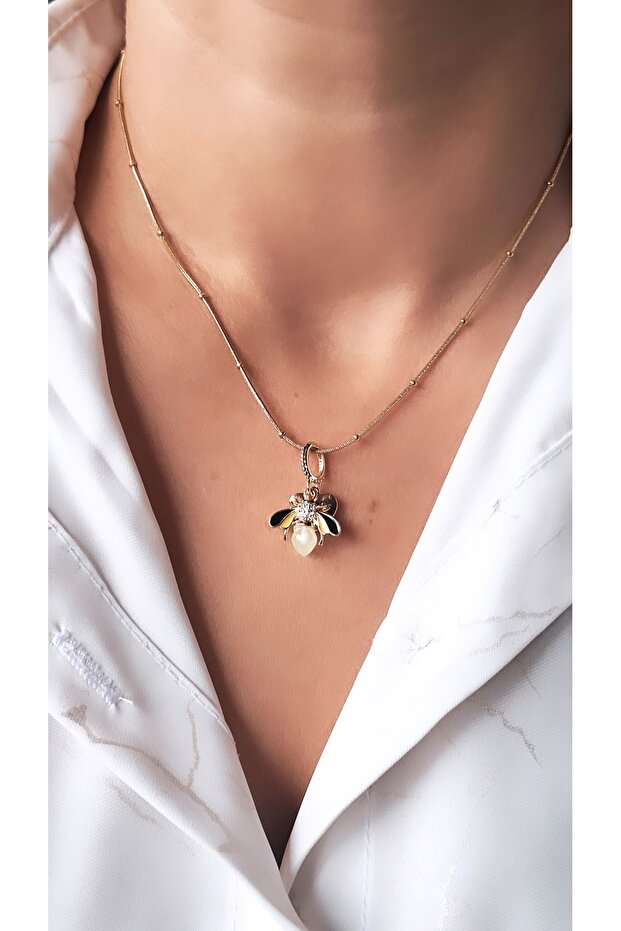 Ateş Böceği Figürlü Çelik Kolye - 3