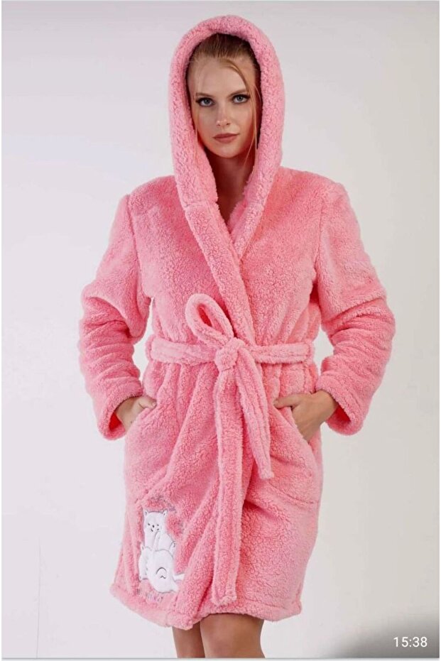 Women's Plush Hooded Dressing Gown