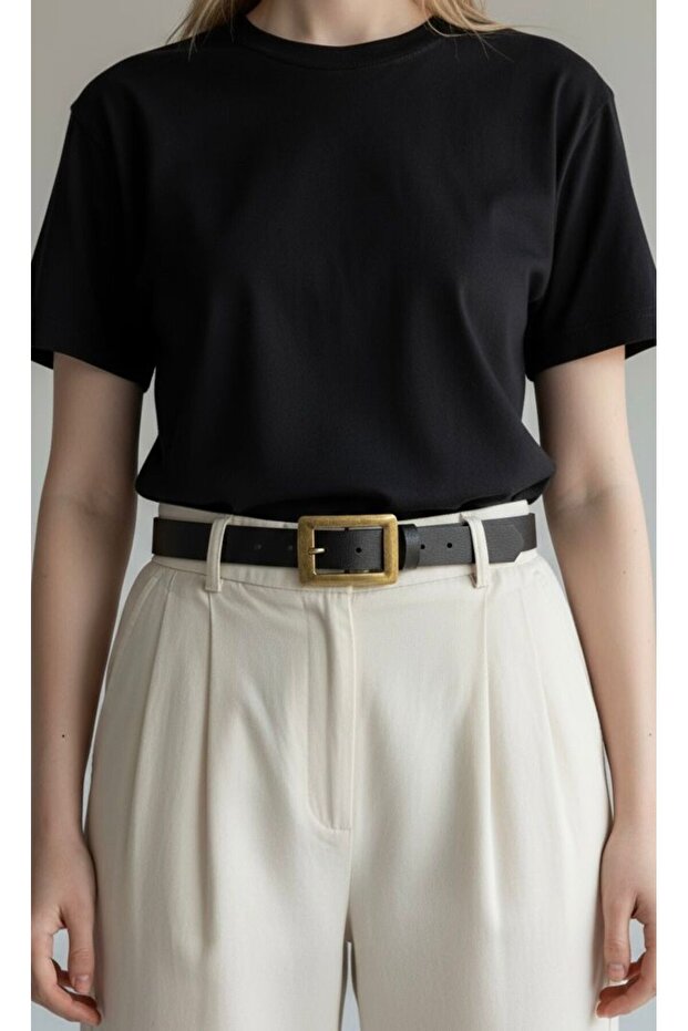 Women's Square Antique Plated Buckle Belt