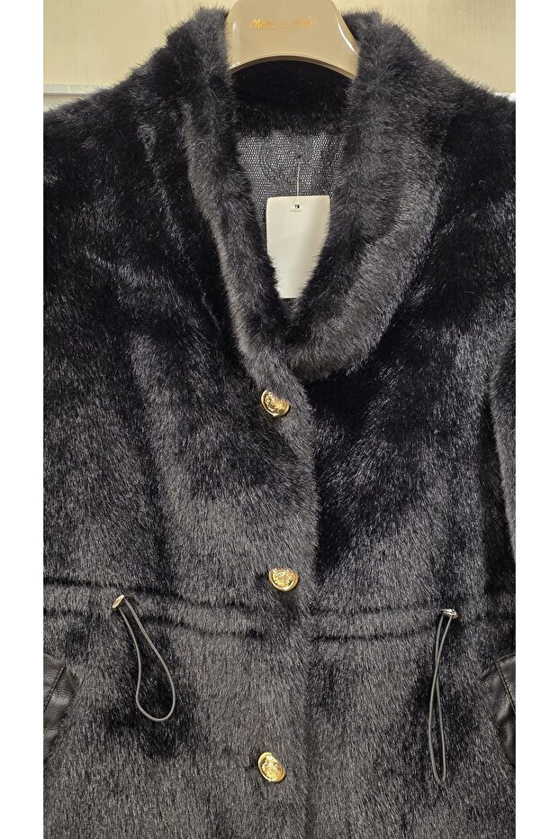 Kürk Mont Sarı Düğmeli - 4