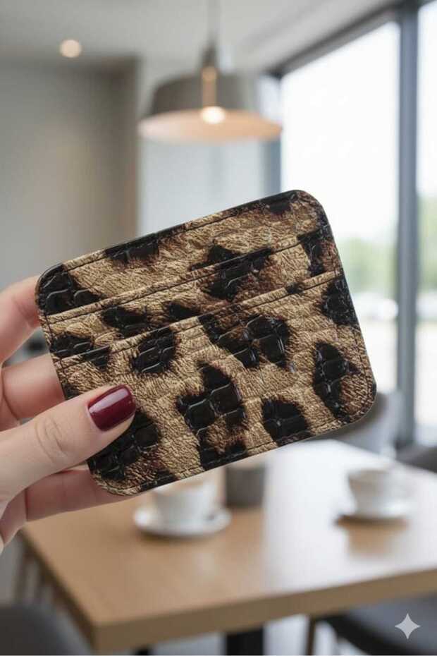 محفظة صغيرة لحمل البطاقات بنمط الفهد اللامع - 2