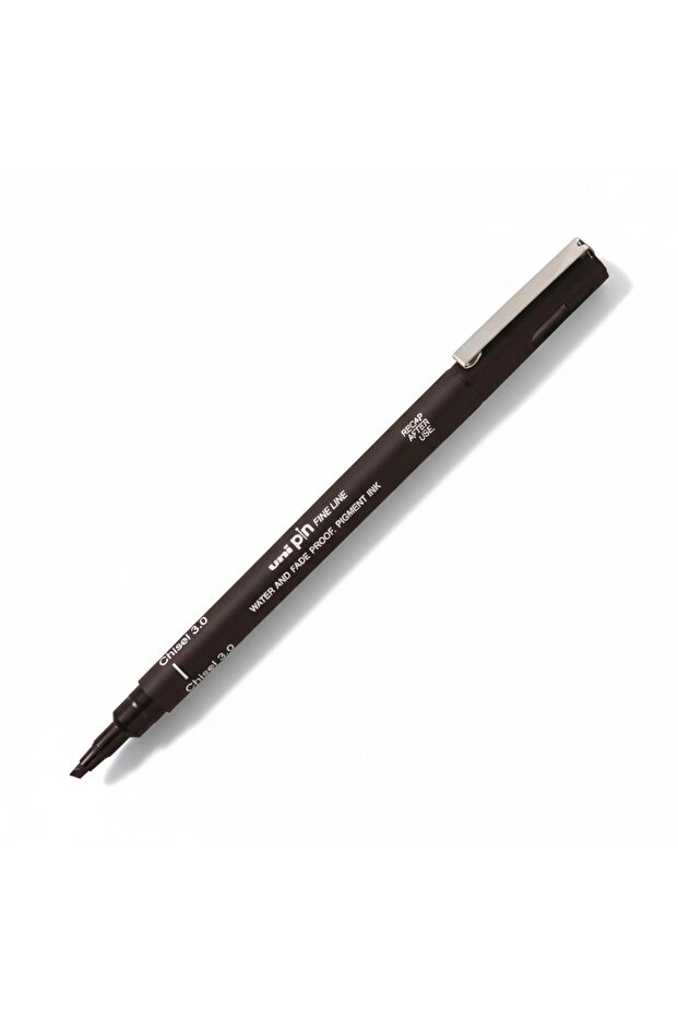 قلم UNIBALL PIN (3.0) ذو طرف مقطوع دقيق، أسود