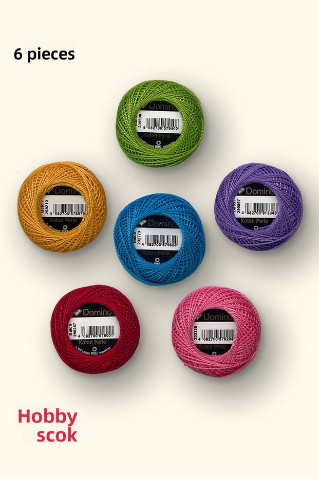 Set of 6 - Koton Perle Number 8 No 8 Embroidery Floss Set - Mixed Color - Color Can Be Specified