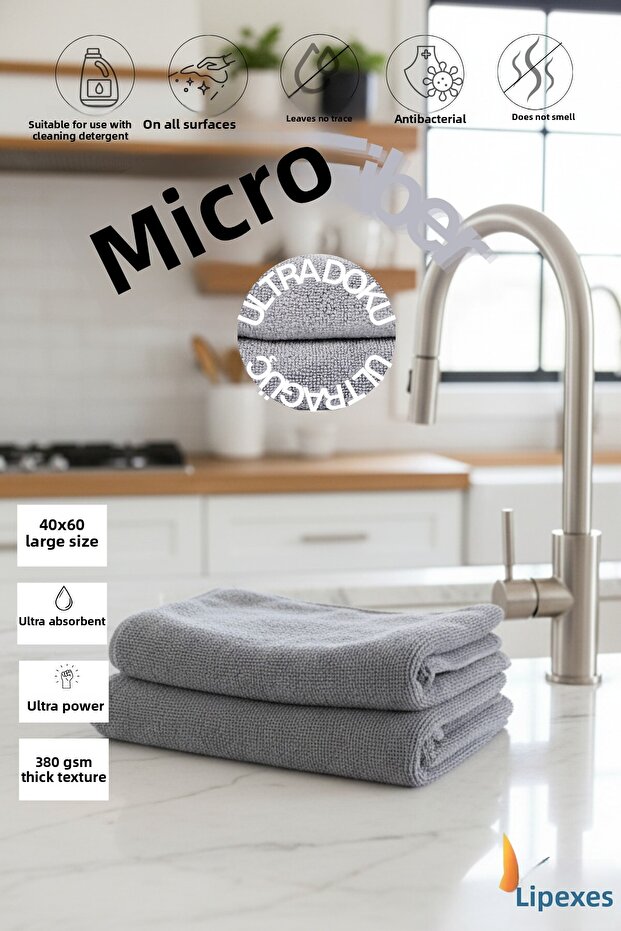 2 Pieces Myth Cleaning 40X60 380 Gsm Microfiber Cleaning Cloth