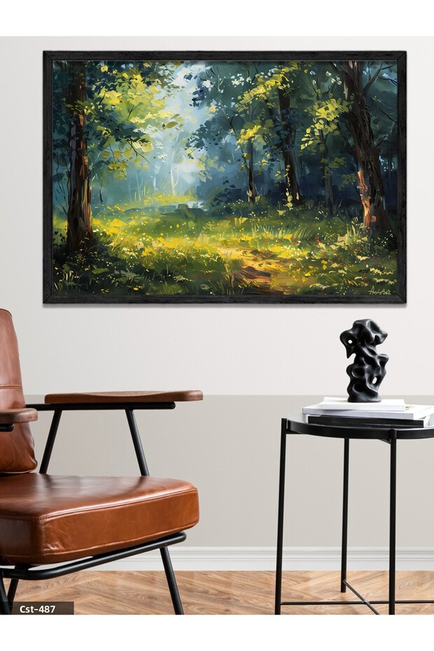 Forest Road One Piece Black Wooden Framed Painting
