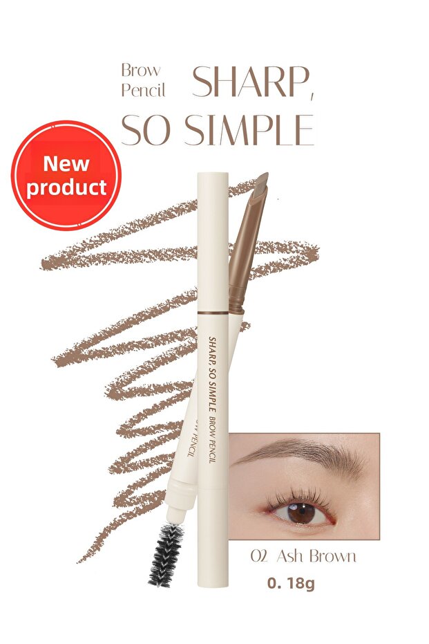 Sharp so Simple Brow Pencil (02 Ash Brown) with a Brush That Offers Both Thin and Thick Strokes.