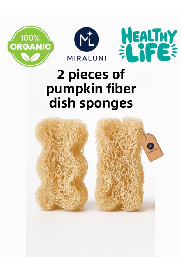 100% Natural Pumpkin Fiber Dish Sponge Set of 2 | Organic and Eco-Friendly Cleaning Sponge