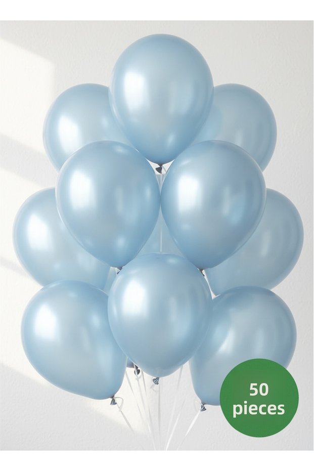 Set of 50 Metallic Light Blue Balloons 12 Inch (30 cm) | Helium Compatible, Party and Decoration Balloon