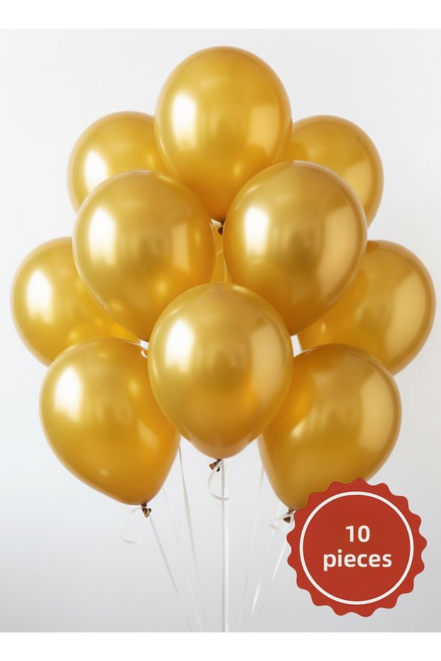 10-Piece Metallic Gold Balloon Set 12 Inch (30 cm) | Helium Compatible, Party and Decoration Balloon