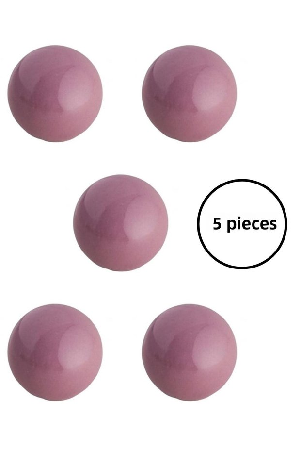 5 Pcs Porcelain Ball Knob Pink Children's Room Furniture Handle Ceramic Single Screw Drawer Handle (30 mm)