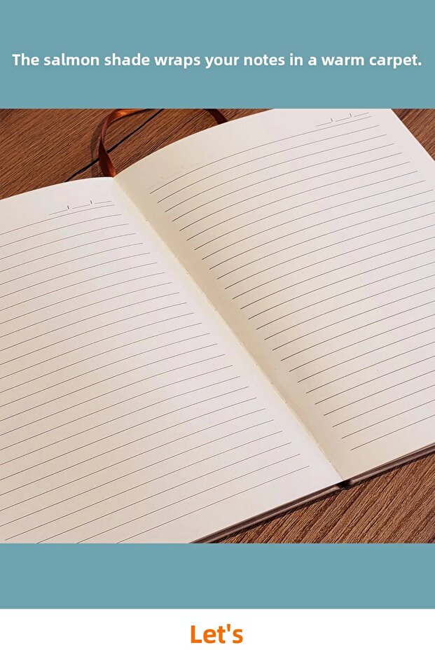 دفتر ملاحظات جلدي منقوش بلون السلمون مقاس 21×15 سم 96 ورقة - 2