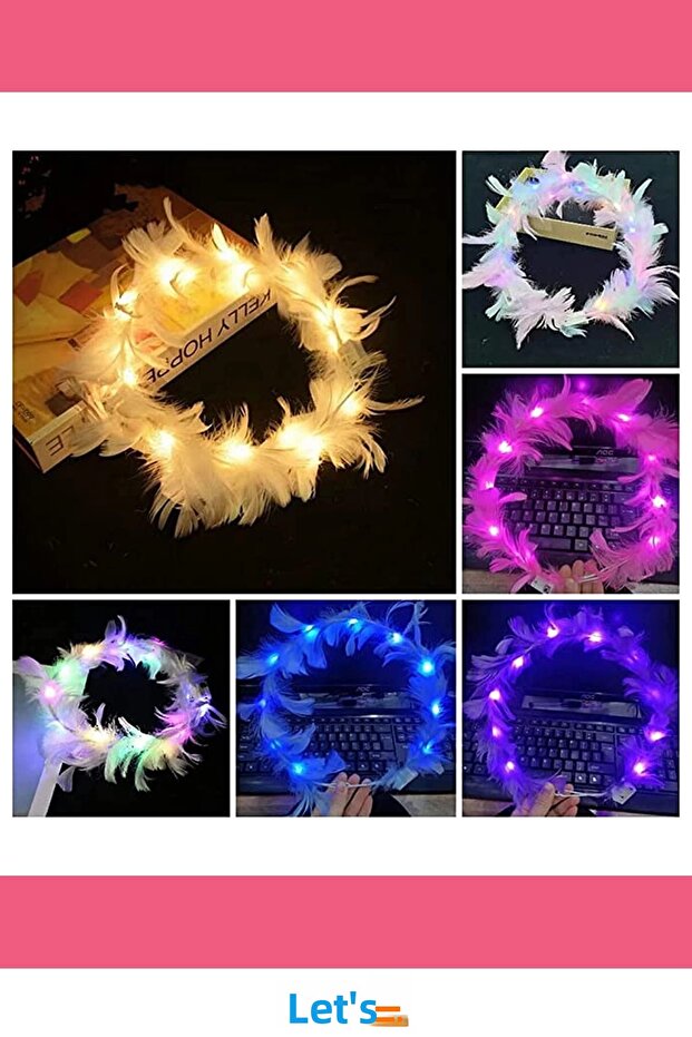 تاج حفلات مضاء بتقنية LED مع 3 وظائف، أبيض اللون - 4