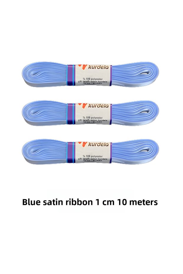 Blue Satin Ribbon 1cm 10 Meters Balloon Decoration Gift Decoration Cake Decoration Bohça Çeyiz