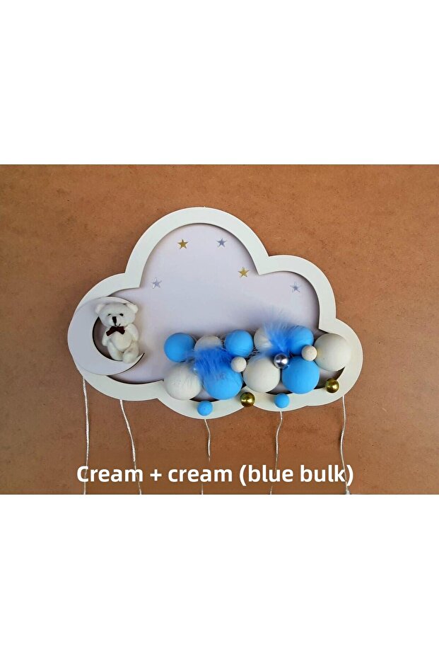 Cloud Door Decoration with Led - Cream Blue Ball