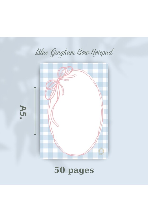 ورق ملاحظات A5 بتفاصيل فيونكة زرقاء - 1