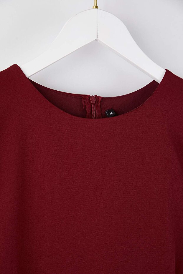 Bordó ujjatlan szőtt midi nagy méretű ruha TBBAW26AH00085 - 7