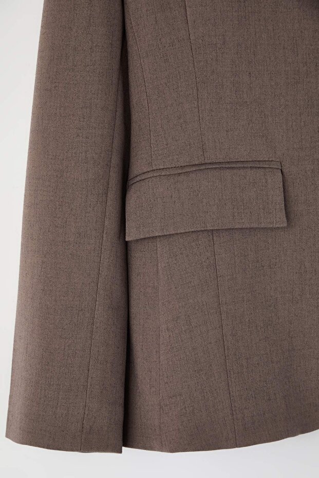Vizon Bej Vücuda Oturan/Fitted Dokuma Blazer Ceket TWOAW26BC00020 - 3