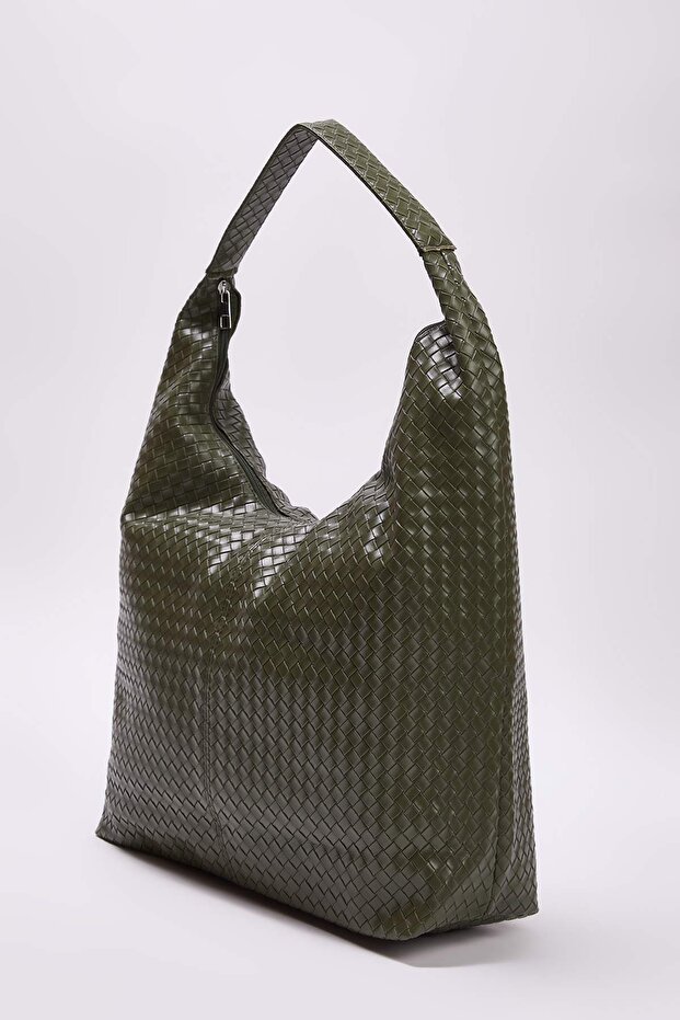 Haki Süet Büyük Maxi Tote Kadın Maksi Boy Omuz Çantası TAKAW26OC00045 - 2