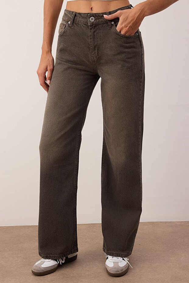 Kahverengi Yüksek Bel Wide Leg Jeans TWOAW26JE00257 - 1
