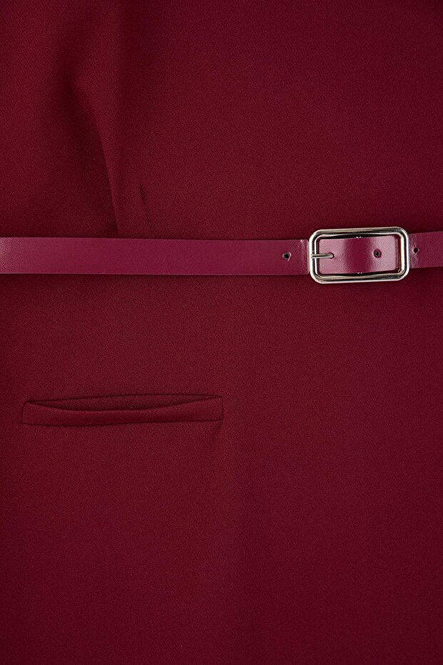 Bordó ujjatlan szőtt midi nagy méretű ruha TBBAW26AH00085 - 6